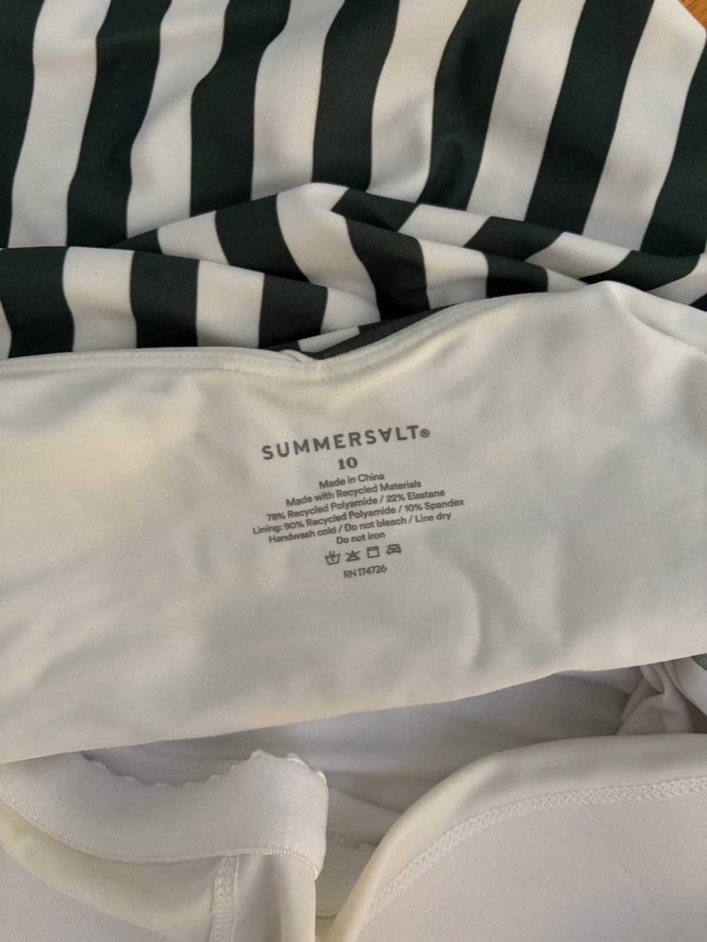 Summersalt Green and White Striped One-Piece with Dark Green Tie Straps - Picture 3 of 4